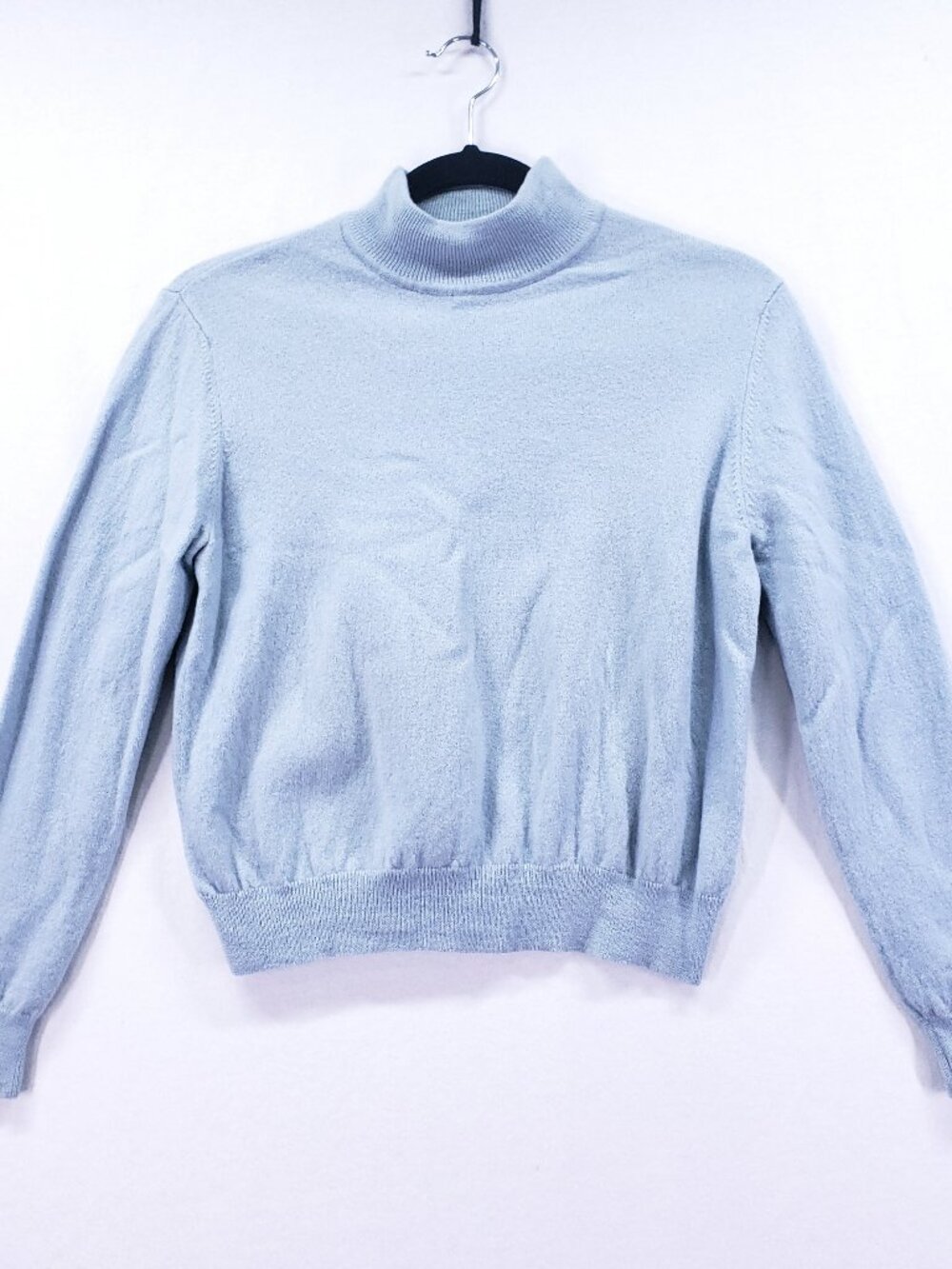 Charter Club 100% Merino Wool Blue Mock Pullover Sweater Women’s Size M